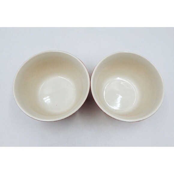 222 FIFTH Koson Spice Dark Porcelain Appetizer Bowls Set of 2 Red Floral Leaves - Picture 5 of 7